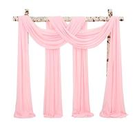 Lot de 4 panneaux de tissu drapé en mousseline de soie pour arche de mariage - 71,1 cm x 5,8 m - Rose
