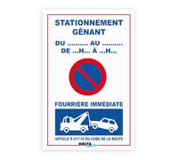 Lot de 4 panneaux en Akilux stationnement gênant fourrière immédiate - format 19x29 cm