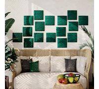 Lot de 4 Panneaux muraux décoratifs acoustiques en Velours Doux | Carrelage insonorisant et Absorbant l'écho | Planches Douces (Vert, 4x Square (25x25cm))