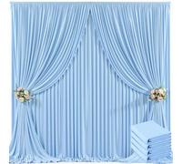 Lot de 4 pans de Rideaux pour Toile de Fond en Polyester Infroissable pour Baby-Shower, fêtes, Anniversaire, Photographie - 6 x 3 m, Bleu Layette