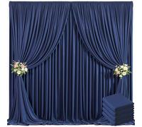 Lot de 4 pans de Rideaux pour Toile de Fond en Polyester Infroissable pour fêtes, Mariages, Baby-Shower, Anniversaire, Photographie - 6 x 3 m, Bleu Marine