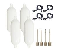 Lot de 4 Pare-Chocs gonflables pour Bateau avec Corde de 1,5 m, bouées nervurées pour amarrage, Yacht, Ponton, Bateaux de pêche, Protection Marine