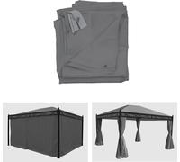 Lot de 4 parois latérales pour pergola Cadiz, paroi latérale de Rechange pavillon 4x3m, Polyester - Gris