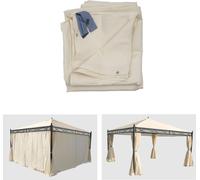lot de 4 parois latérales pour pergola Cadiz, paroi latérale de rechange pour pavillon 4x4m, polyester ~ crème