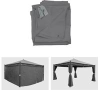 lot de 4 parois latérales pour pergola Cadiz, paroi latérale de rechange pour pavillon 4x4m, polyester ~ gris