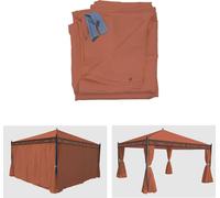 lot de 4 parois latérales pour pergola Cadiz, paroi latérale de remplacement pour pavillon 4x4m, polyester ~ brun terracotta
