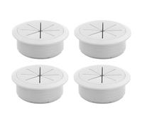 Lot de 4 passe-câbles blancs de 60 mm - Passe-câbles blancs - Passe-câbles - Pour table, bureau, bureau, bureau, plan de travail