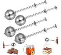 Lot de 4 passoires à thé en vrac - Pince à thé avec poignée télescopique - En acier inoxydable - Pour tasse - Infuseur à thé - Filtre à thé en forme de boule pour plumeau - Épices, sucre, farine