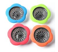 Lot de 4 passoires d'évier en silicone en forme de fleur, anti-obstruction pour cuisine, salle de bain, douche, attrape-cheveux