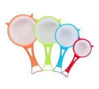 Lot de 4 passoires en maille fine pour nourriture, lait de soja, farine, passoire en plastique avec long manche, passoire multifonction pour yaourt, thé, jus, sucre, ustensiles de cuisine accessoires