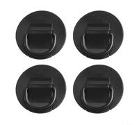 Lot de 4 patchs circulaires en PVC avec anneau en D de 6 cm pour bateau gonflable | Point d'arrimage renforcé en acier inoxydable pour réparation de radeau et canoë (noir)