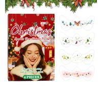 Lot de 4 patchs temporaires à paillettes pour le visage de Noël | Maquillage pour le visage avec paillettes d'été pour concert, performance, quotidien, mascarade, fête en plein air