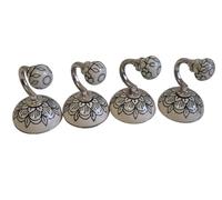 Lot de 4 `Patère Murale Ronde en Céramique Peinte à la Main - Crochet Mural Décoratif pour Salle de Bain, Entrée ou Chambre - Porte Manteau Design pour Serviettes, Vêtements et Sacs` Fleur noire