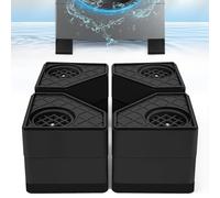 Lot de 4 patins anti-vibrations pour machine à laver, stabilisateur à transfert de vibrations pour éviter que la machine ne bouge et ne fasse du bruit (surélévation de 9,5 cm), Noir