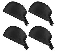 Lot de 4 PCS Toque de Chef, Bandana Chef en Polycoton Ajustables,Toque de Cuisinier,Chapeau de Travail Unisexe Idéal pour Restaurants, Cuisines, Boulangeries, Cafés,Hôtel et Supermarché (Noir)