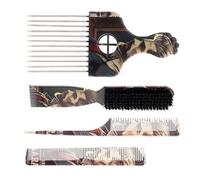 Lot de 4 peignes à cheveux afro à motifs uniques en métal pour coiffure et coiffure