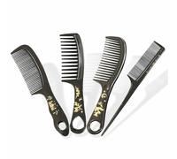 Lot de 4 peignes à cheveux noirs professionnels démêlants pour homme et femme - Peigne à dents larges - Peigne de coupe humide et sec - Cheveux longs, courts et épais - Accessoires de cheveux pour
