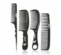 Lot de 4 peignes à cheveux solides et durables à dents larges pour démêler les cheveux mouillés, différents designs, peignes de poche adaptés pour la maison, l'hôtel, les salons de coiffure, noir