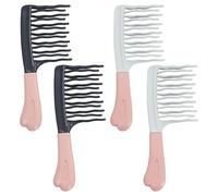 Lot de 4 peignes à dents larges pour boucles, peignes à cheveux bouclés avec double rangée de dents ondulées pour cheveux épais, bouclés, ondulés ou longs, brosse à cheveux démêlante pour femme, fille