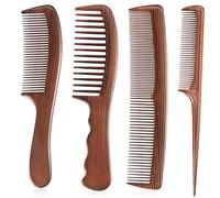 Lot de 4 peignes à grains en bois, peigne à dents larges, peigne queue de rat, peignes à barbe, peigne à cheveux professionnels à dents fines pour femme, homme, coiffeur bouclés, taquinerie,