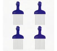 Lot de 4 peignes afro Pick - Brosse à dents larges bou s - Pour coiffer | Peigne volumisant, outil pour cheveux épais, texture bou toilettage de perruque, coiffage de barbe, dents larges, métal