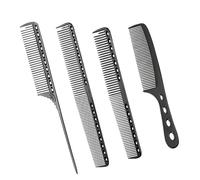 Lot de 4 peignes de coiffure en métal : peignes de coupe en aluminium, peignes démêlants et peignes à poignée pour barbiers