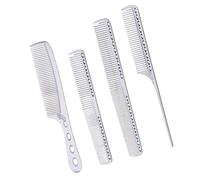 Lot de 4 peignes de coiffure en métal : peignes de coupe en aluminium, peignes démêlants et peignes à poignée pour barbiers