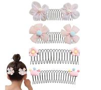 Lot de 4 peignes fixateurs de finition de cheveux en forme de U - Clip de peigne à franges invisibles - Pince incurvée - Pour peignes, épingles à cheveux, mini outil de coiffure pour filles