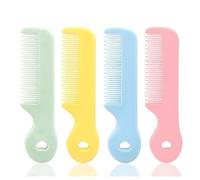 Lot de 4 peignes pour bébé avec pointes rondes et colorées en poils doux, doux pour la peau sensible du cuir chevelu pour les nouveau-nés, les nourrissons et les tout-petits