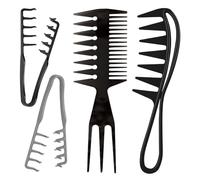 Lot de 4 peignes pour un lifting instantané du volume des racines, un démêlage doux et un coiffage en salon - Peigne à texture à dents larges et design à trois dents pour homme et femme, parfait pour