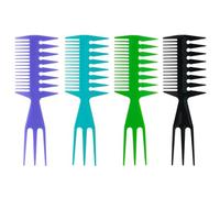 Lot de 4 peignes texturés 3 en 1 - Anti-statique - Peigne démêlant à dents larges - Accessoire de coiffure professionnel multifonction pour homme et femme