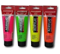 Lot de 4 peintures acryliques fluorescentes Amsterdam Reflex - Vert, jaune, rose et orange