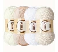 Lot de 4 pelotes de fil à crocheter 50 g - Fil acrylique - Kit de démarrage pour crochet et tricot pour arts et artisanat colorés - Blanc