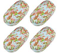 Lot de 4 pelotes de fil élastique à tricoter spaghetti épais pour t-shirt, sac, couverture, coussin, projets de crochet, décoration d'intérieur (fleur bleue)