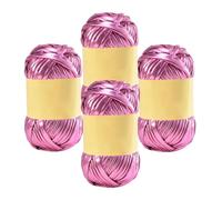 Lot de 4 pelotes de fil métallique à tricoter épais et brillant pour sacs, couvertures, coussins - Rose