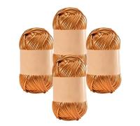 Lot de 4 pelotes de fil métallique brillant pour t-shirt, crochet, bricolage, sac, couverture, coussin, projets - Cuivre