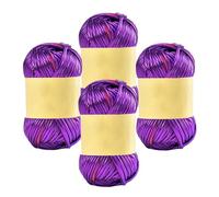 Lot de 4 pelotes de fil métallique brillant pour t-shirt, crochet, bricolage, sac, couverture, coussin, projets - Fuchsia