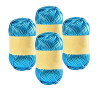 Lot de 4 pelotes de fil métallique brillant pour t-shirt, crochet, loisirs créatifs, sacs, couvertures, coussins - Bleu ciel
