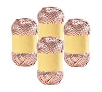 Lot de 4 pelotes de fil métallique brillant pour t-shirt, crochet, loisirs créatifs, sacs, couvertures, coussins, projets - Or rose