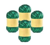 Lot de 4 pelotes de fil métallique brillant pour t-shirt, crochet, loisirs créatifs, sacs, couvertures, coussins - Vert foncé