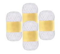 Lot de 4 pelotes de fil métallique brillant pour t-shirt, crochet, loisirs créatifs, sacs, couvertures, coussins - Blanc