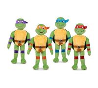 Lot de 4 peluches Tortues Ninja The Teenage Mutant Ninja Turtles 20 cm - Rembourrage et extérieur fabriqués en matériau 100 % recyclé - Convient pour tous les âges à partir de 0 mois