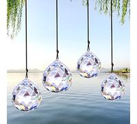Lot de 4 pendentifs décoratifs en cristal arc-en-ciel - Boule de cristal prisme - Décoration pour la maison, le bureau et le jardin