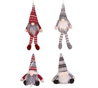 Lot de 4 pendentifs en forme de nain de Noël en peluche