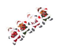 Lot de 4 pendentifs en forme d'ours de Père Noël à suspendre pour intérieur ou extérieur - Décorations de fête de vacances - Ornements de sapin de Noël - Ornements à suspendre pour les fêtes de fin