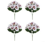 Lot de 4 pensées artificielles pour décoration de mariage et de fête, adaptées pour la maison et le bureau avec matériaux résistants à la décoloration (blanc)