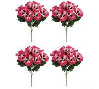 Lot de 4 pensées artificielles pour décoration de mariage et de fête, offrant un aspect naturel et des couleurs résistantes à la décoloration pour une utilisation prolongée (rose)