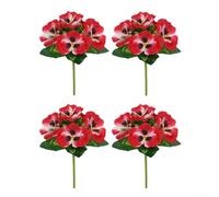 Lot de 4 pensées artificielles réalistes en tissu de soie pour vase, centre de table et arrangements floraux, fleurs réalistes pour la maison, le bureau, la fête, aucun entretien nécessaire (dégradé