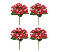 Lot de 4 pensées artificielles vibrantes en soie pour toutes les occasions - Fleurs réalistes en tissu de soie pour vase, centre de table, arrangements floraux, décoration de maison, bureau, événement