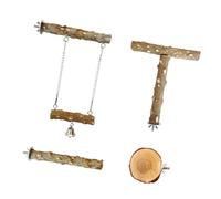Lot de 4 perchoirs en bois pour cage à oiseaux - Jouet à mâcher pour perroquets - Accessoire amusant pour cage en bois